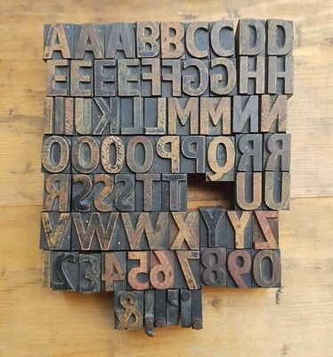 £72 • Buy Vintage Letterpress Wooden Printing Blocks Type 21mm High. Full Alphabet.