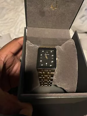 Bulova Diamond Gold-tone Stainless Steel Case Band Men's Wristwatch... • $125