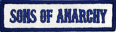 SONS OF ANARCHY Motorcycle Title Rank Tag Embroidered Iron On Patch  BLUE TEXT • $5.99