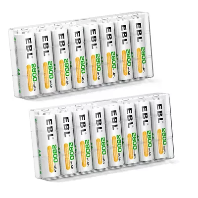 EBL Lot AA AAA Rechargeable Batteries 2800mAh 2300mAh 1100mAh 800mAh NI-MH + Box • $29.99