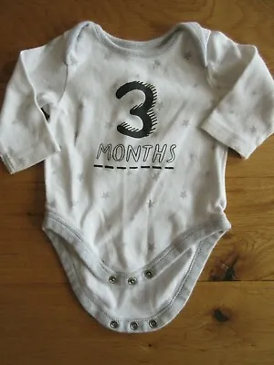 Baby Boy/Girls Mothercare Bodysuit Vest 3 Months Milestone Top  -Age 0-3 Months • £1.50