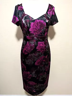 Michaela Louisa Occasion Long Dress Floral Satin Feel Lined Preloved Size UK 12 • £12.95