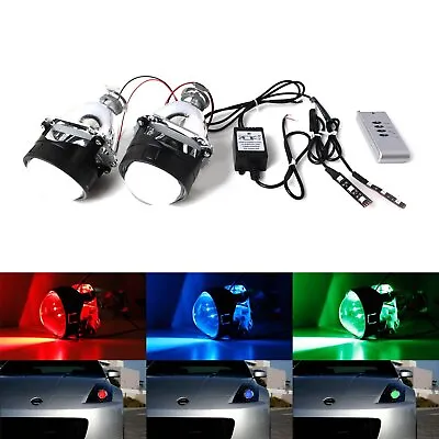 Mini 2.5  H1 Bi-Xenon HID Projector Lens + RGB LED Kit For Custom Headlight DIY • $44.99