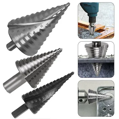 6-60MM HSS Spiral Step Cone Drill Bit Metal Hole Cutter Titanium Nitride Coat • £5.49
