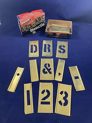 Vintage Reese's Interlocking Brass Stencils - 1 1/2” Letters & Numbers-48pcs • $15