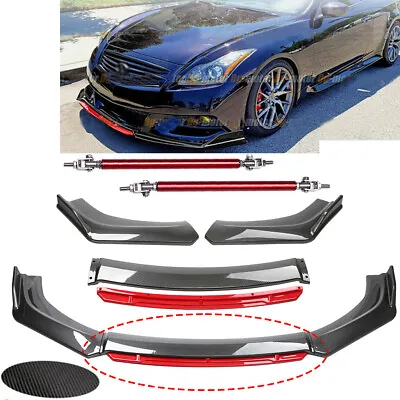 Front Bumper Lip Splitter Spoiler Body Kit Carbon Fiber Rods For Infiniti G37 • $99.99