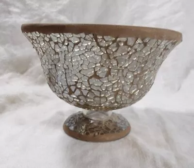 Crackled Glass Tile Mosaic Pedestal Decorative Bowl 5  • $17.99