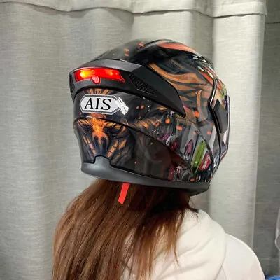 DOT Motorcycle Helmet Full Face Dual Visor Flip Up Modular Helmet/LED Lighting • $142.49