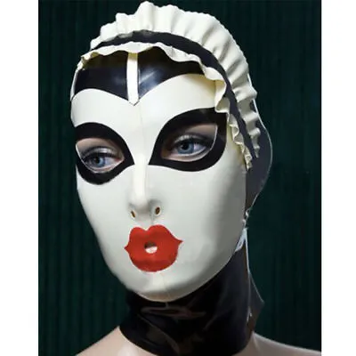 Latex Gummi Hood Drama Headgear Maid Rubber Mask Clubwear BDSM Fetish Cosplay • £50.35