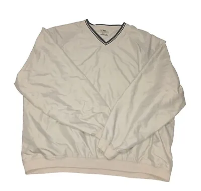 PGA Tour Men's Beige Golf Windbreaker V-Neck Pullover Jacket Pockets Size XXL • $19