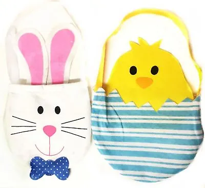 £4.99 • Buy 2 X Easter Hunt Felt Treat Bags Yellow Chick Bunny Rabit Egg Gift Party Basket