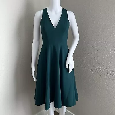 Dress The Population Catalina Fit Flare Cocktail Dress Size XS Pine Green Pocket • $68.99