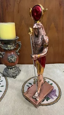 Egyptian God RA Statue With Was Scepter Stick  Unique Eagle Statue • $110