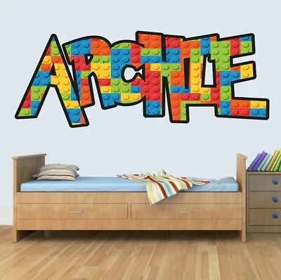 £19.99 • Buy Building Blocks Leg Personalised Any Name Childrens Wall Stickers Bedroom Decal