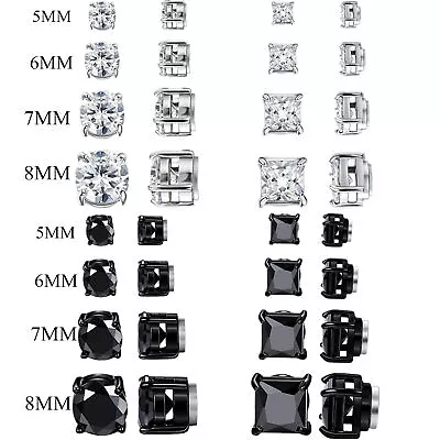 4Pairs Stainless Steel CZ Magnetic Stud Earrings Non Piercing Clip On Men Women • $12.89