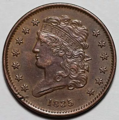 1835 Classic Head Half Cent - Rotated Die - Damage - US 1/2c Copper Penny - L43 • $117.99