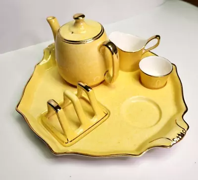 Vintage Royal Winton Grimwades Breakfast Set Yellow Gold Trim - Missing Tea Cup • $124.99