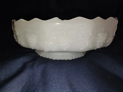 Fire King Ware Milk Glass Fruit Bowl Grapevine Pattern & Pedestal - Small Chip • $10