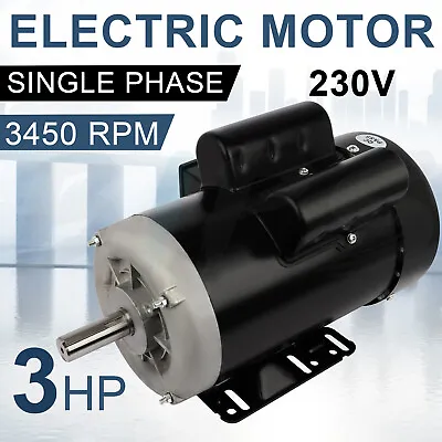 3HP Electric Motor Farm Duty Single Phase Motor 145T 3450RPM 230V TEFC • $199.99