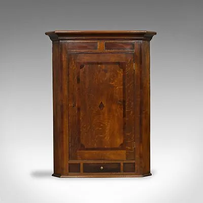 Antique Corner Cabinet English Georgian Oak Hanging Wall Cupboard C.1780 • £1195