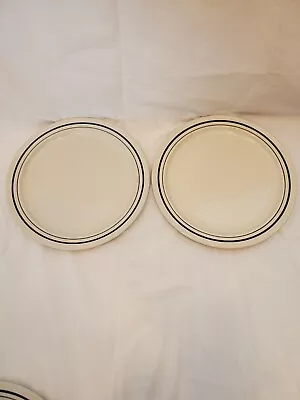 Newcor Stoneware Vintage 1992 Satellite Black 4027 Dinner Plates  Set Of 2 • $27