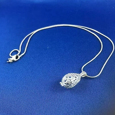 Silver Essential Oil Diffuser Necklace Drop Locket Chain Plus Pads  • $13