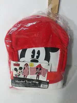 Disney Mickey Mouse Hooded Bath Towel Wrap Beach - 100% Cotton 22  X 51   • $18.99