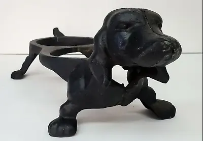 Vintage Cast Iron Dachshund Dog Food Water Serving Bowl Holder Wiener Dog Black • $55