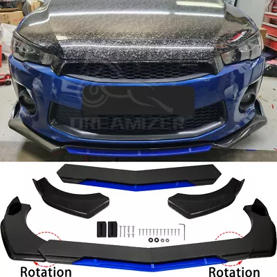 For Mitsubishi Lancer Eclipse Blue Front Bumper Lip Spoiler Splitter Carbon Body • $89.05