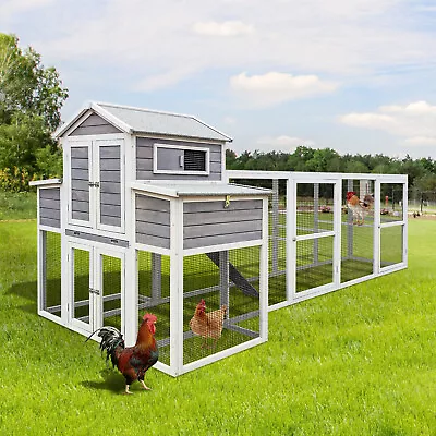 150＂Chicken Coop Rabbit House Outdoor Wooden Hen Wire Poultry Cage Nesting Box • $519