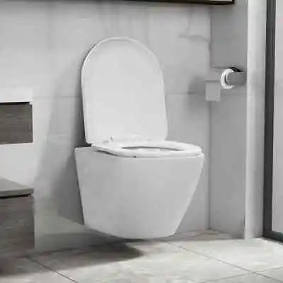 Wall Hung Rimless Toilet Ceramic White W0Q5 • £267.99