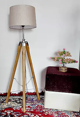 Vintage Teak Wood Tripod Floor Lamp Stand Only (Without ShadeWire And Holder) • $55.57