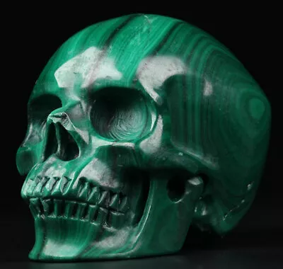 2.0  Malachite Carved Crystal Skull Realistic Crystal Healing • $12.50