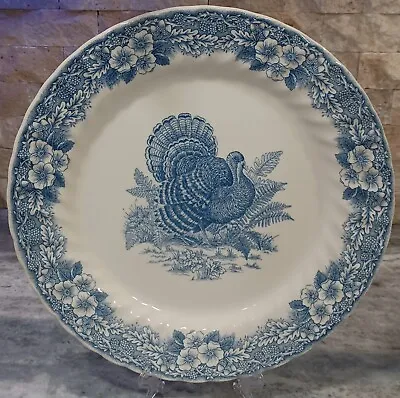 Thanksgiving Blue 12  Chop Plate Round Platter By Queen's • $67.50