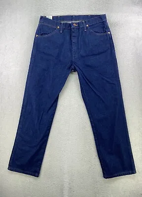 Wrangler Mens Size 34x30 Dark Wash Cowboy Cut Straight Leg Denim Means 1013MWZ • $24.95