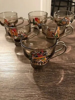 Vintage Republic Of San Marino Glass Painted Espresso Cup Set Of 6 Different • $30.12