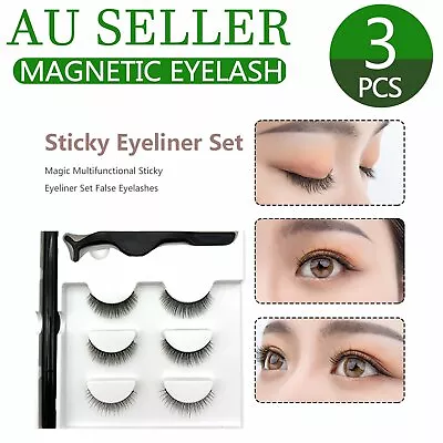 $8.45 • Buy Magnetic False Eyelashes Natural Eye Lashes Extension Liquid Eyeliner Tweezer