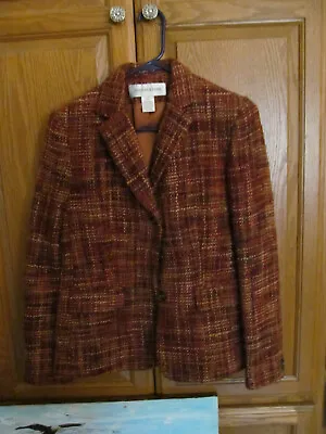 Vtg JONES NEW YORK Women's Blazer Brown/Rust Woven Tweed Wool Size 4 RARE ~ EUC* • $21.99