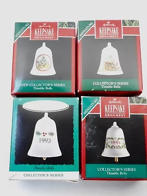 Lot Of Four Hallmark Keepsake Ornament Thimble Bells -  Free Shipping • $16.98