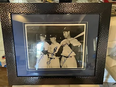 Joe DiMaggio Ted Williams Mickey Mantle Signed Framed 8x10 Photo PSA/DNA COA • $1400