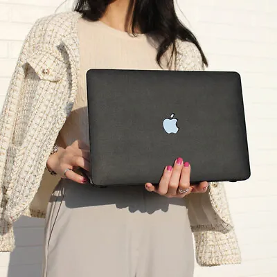 Black Litchi PU Leather Shell Case Cover For MacBook Air 13 15 Pro 13 14 15 16 • $28.99