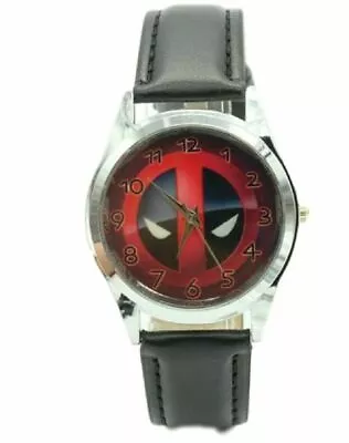 Deadpool Logo Black Leather Wrist Watch • $25.46