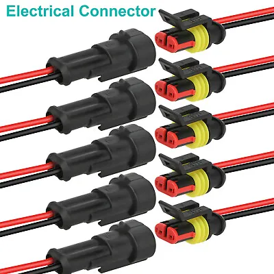 $5.99 • Buy Car Waterproof Electrical Wire Cable Connector 5 X Male 5 X Female 2Pin Plug
