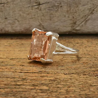 Elegant Morganite Gemstone 925 Sterling Silver Handmade Ring All Size • $16.71