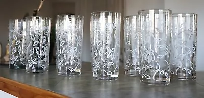 Mid Century Set Of 9 Vintage Clear Iced Tea Beverage Glasses • $19.99