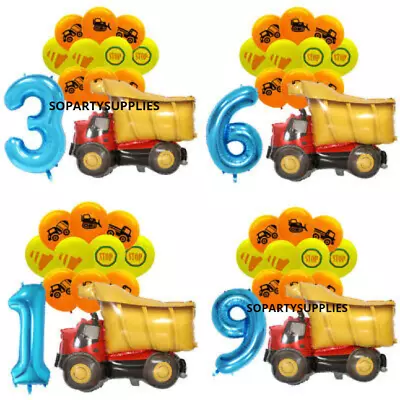 £8.99 • Buy CONSTRUCTION Helium Latex / Foil Number Birthday Balloon Party Decorations.