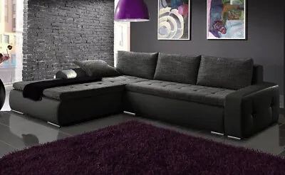 £625 • Buy Left Hand Side Corner Sofa Bed With One Storage In Grey Fabric/Black Eco