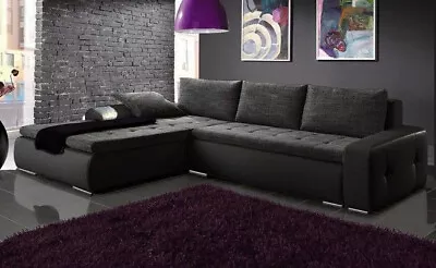 £625 • Buy Left Hand Side Corner Sofa Bed With One Storage In Grey Fabric/Black Eco