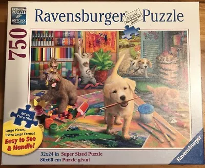 2021 RAVENSBURGER 750 Piece CAT & DOG CUTE CRAFTERS PUZZLE COMPLETE • $9.95