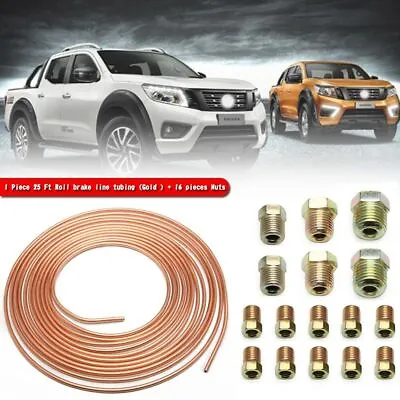 Copper Nickel Car Brake Line Tubing Kit 3/16  OD 25 Ft Coil Rolls With Fitting • $14.49